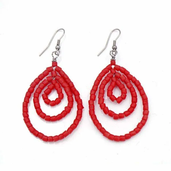 Global Mamas Global Mamas Ohrhänger "Sankofa" aus Recycling Glas, Rot, – Produktbild 1 von 1