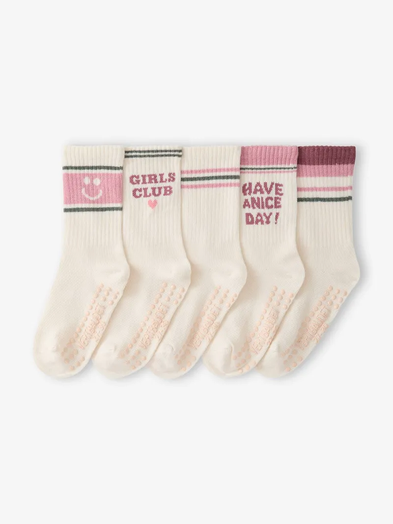 Vertbaudet 5er-Pack Stoppersocken GIRLS CLUB Mädchen, Wollweiß, – Produktbild 1 von 2