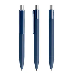 prodir prodir® Druckkugelschreiber DS4 Soft Touch PRR Push, blaue Mine, dunkelblau/silber satiniert – Produktbild 1 von 1