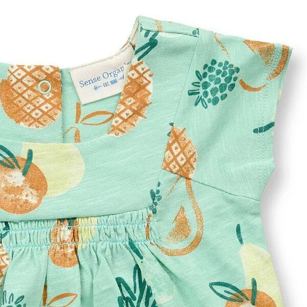 Sense Organics Sense Organics Baby Tunika mit Früchtedruck, Modell IRMA, Früchtedruck auf mintgrün, – Produktbild 3 von 4