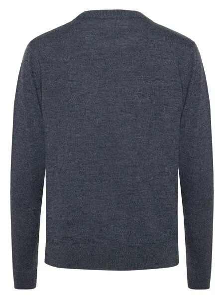 KnowledgeCotton Apparel KnowledgeCotton Apparel Merino Crew Neck Strickpullover, Dark grey melange, – Produktbild 2 von 3