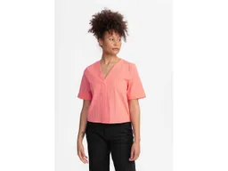 MELA MELA Bio-Damen-Bluse "NALA" mit angedeuteter Knopfleiste, raspberry, Gr. M – Produktbild 1 von 1
