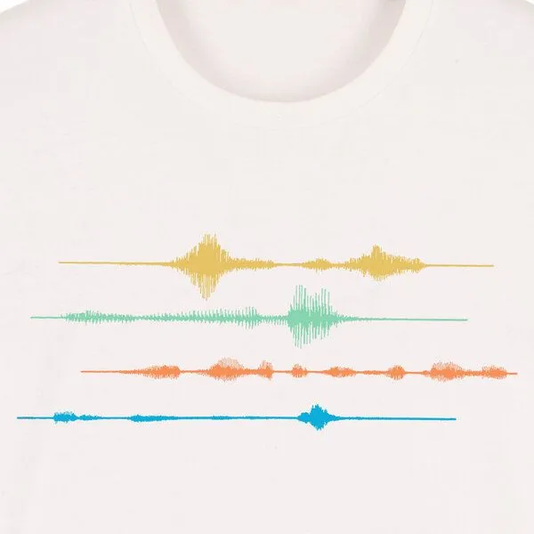 Spangeltangel Spangeltangel T-Shirt "Frequenz", Musik, Schallwelle, Biobaumwolle, Cremeweiß, – Produktbild 2 von 4