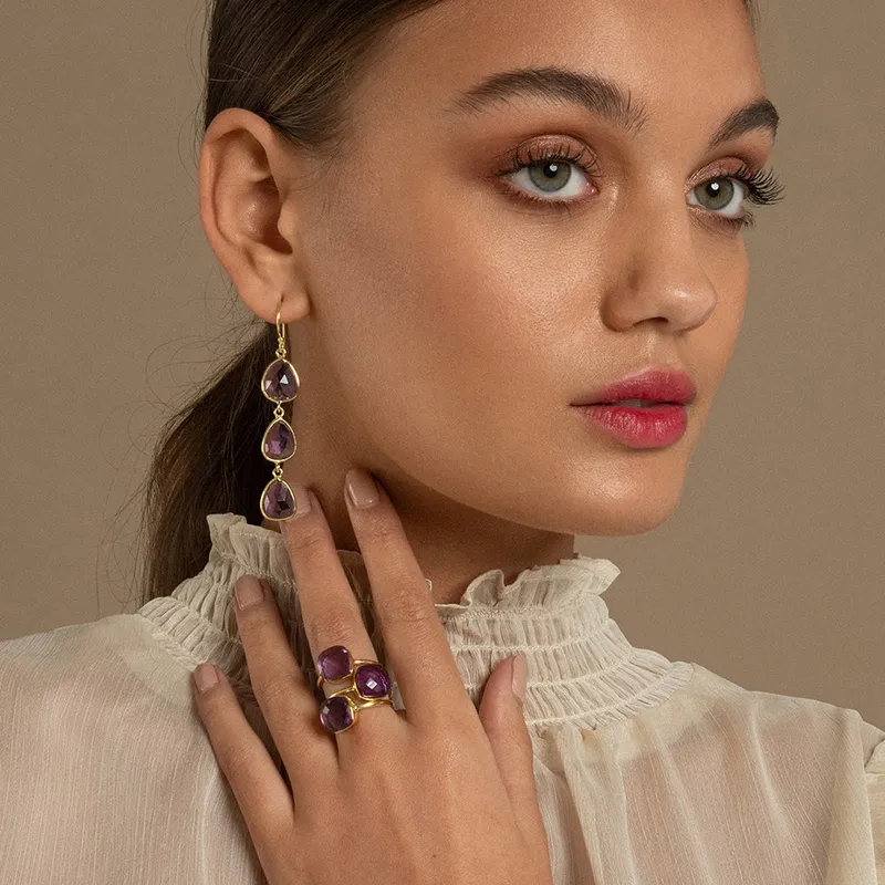 Amadeus Amadeus Damen vegan Ring Sophia Amethyst Gold, Gold, – Produktbild 2 von 2