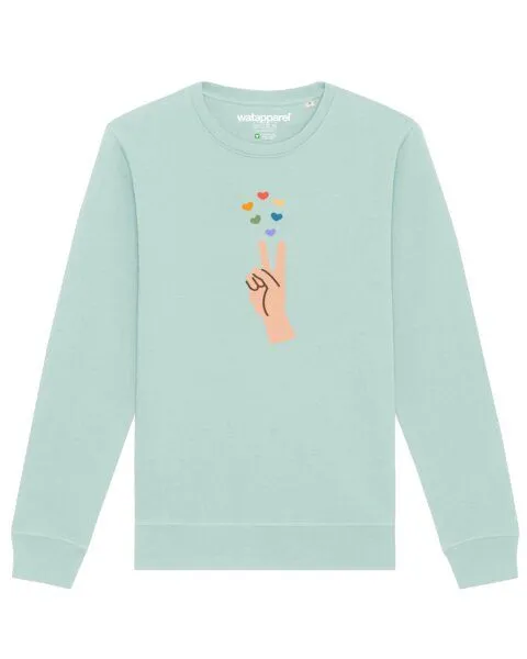watapparel watapparel Sweatshirt Unisex Spread love, Caribbean blue, – Produktbild 1 von 3