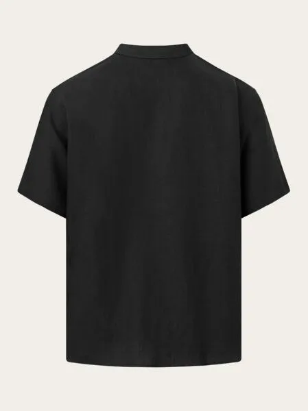 KnowledgeCotton Apparel KnowledgeCotton Apparel Box Fit Short Sleeved Linen Shirt, Black jet (schwarz), – Produktbild 3 von 4