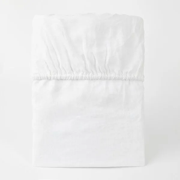 By Native By Native Spannbettlaken aus 100% Leinen | 90x200 | 140x200, Weiss, – Produktbild 2 von 3