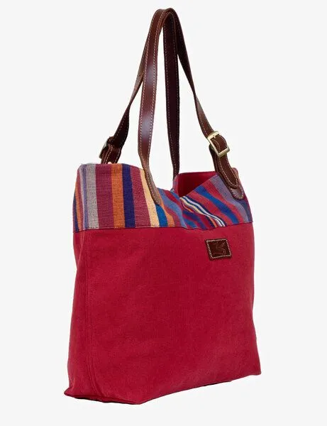 Dragolina Dragolina Shopper Miss Eve mit Webstoff der Pwo Karen, Terracotta (rot), – Produktbild 2 von 4