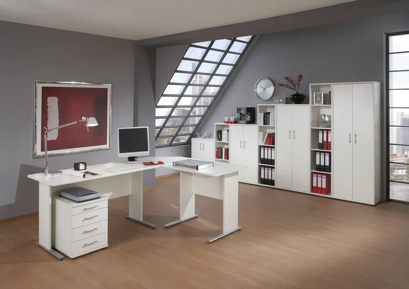 Schildmeyer Eckschreibtisch Serie 200, Eckschreibtisch, Made in Germany, B: 350 cm, Solide Verarbeitung - Dieses Produkt ist in Deutschland gefertigt, Weiß, – Produktbild 1 von 4