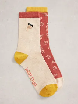 White Stuff 2-er Pack Socken mit Frühstücksmotiv - 36-38 – Produktbild 1 von 1