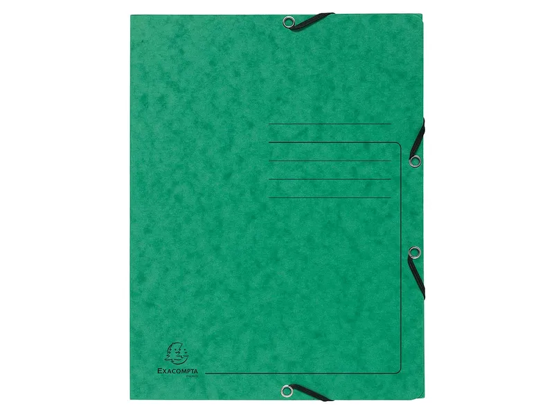 Exacompta 25 Exacompta Sammelmappen, Colorspan-Karton, 355 g/m², DIN A4, Gummizug, 3 Klappen, grün – Produktbild 1 von 1