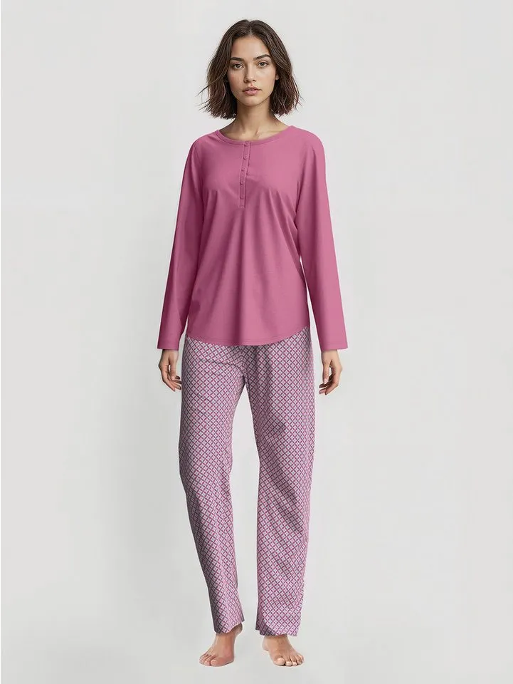 CALIDA CALIDA Pyjama Cotton Special Damen (2 tlg) glatt, weich und angenehm zu tragen, Lila, – Produktbild 3 von 4