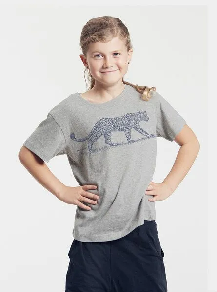 Peaces.bio - handbedruckte Biomode Peaces.bio - handbedruckte Biomode Bio-Kinder T-Shirt Leopard, Hellgrau, – Produktbild 2 von 3