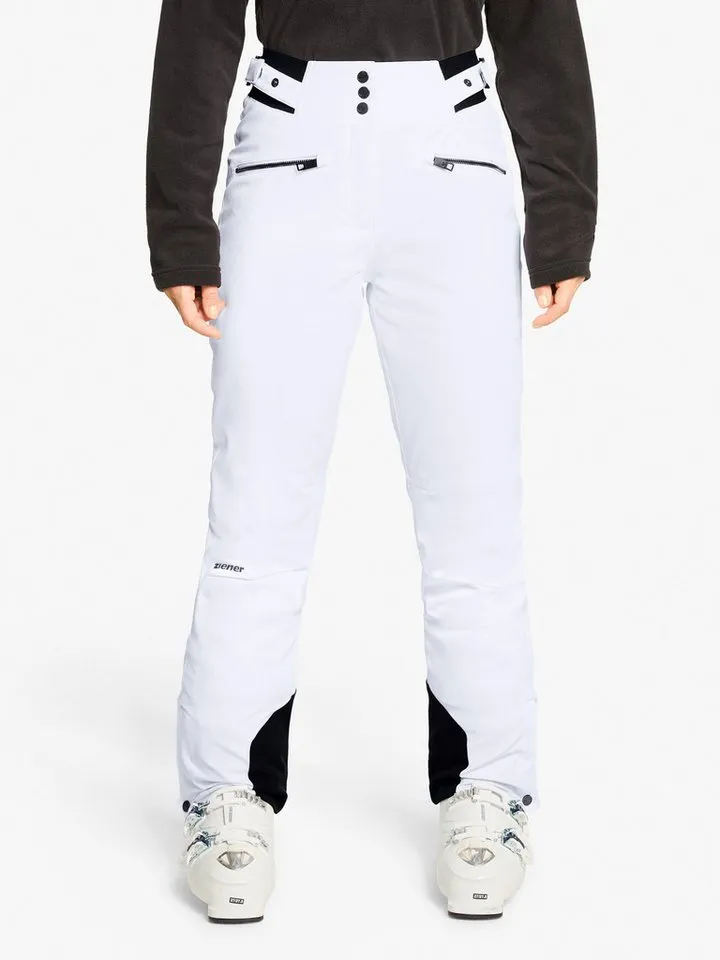 Ziener Ziener Skihose TILLA-Z AQUASHIELD® DAMEN Slim Fit, wasser- u. winddicht, atmungsaktiv, warm durch PrimaLoft®, Weiß, – Produktbild 3 von 5