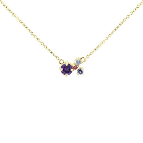 Eppi Eppi Silberne Cluster Kette mit Amethyst und Edelsteinen Millie, Gelb, – Produktbild 1 von 1