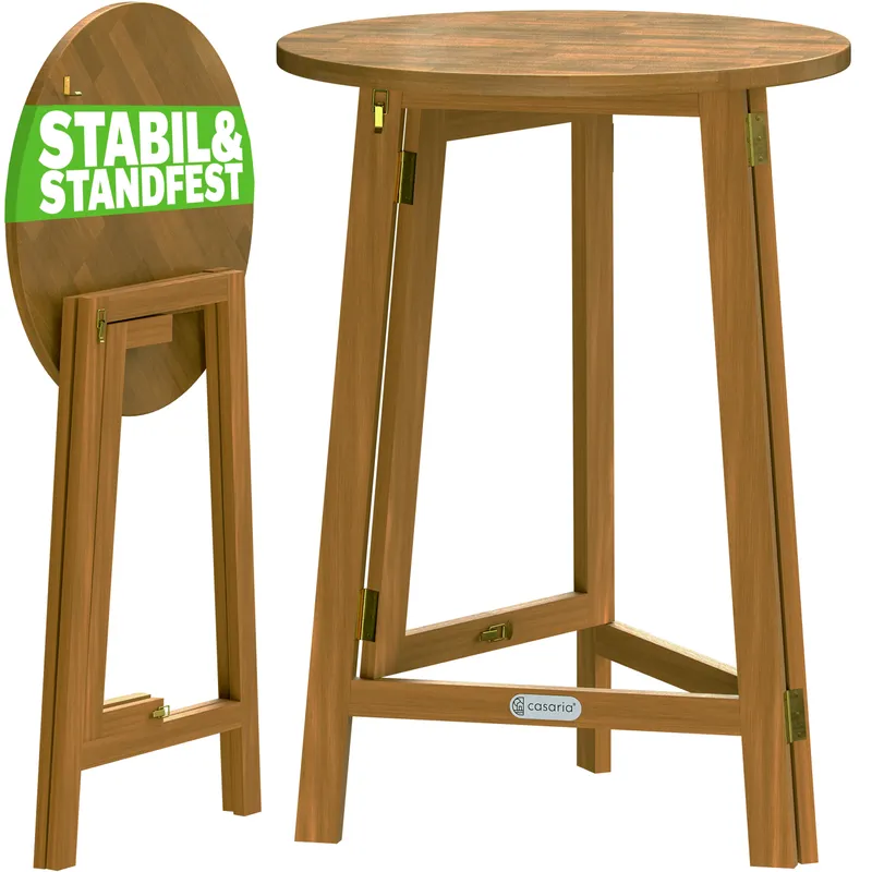 Casaria® Stehtisch klappbar Akazienholz Ø80cm H110cm wetterfest stabil, Braun, – Produktbild 2 von 2