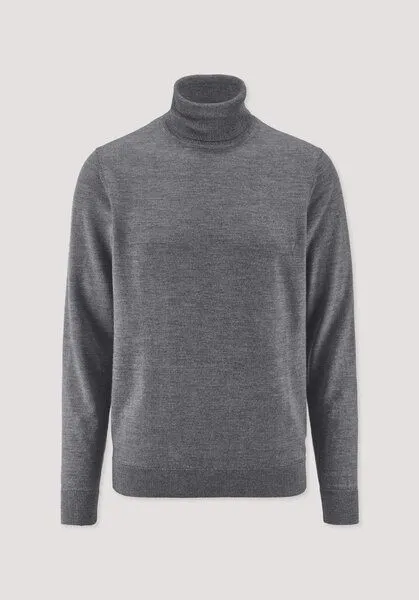hessnatur hessnatur Rollkragenpullover Regular aus reiner Bio-Merinowolle, Grau, – Produktbild 4 von 4