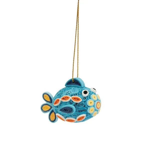 El Puente El Puente Deko-Anhänger "Fisch" | Fair Trade & Handmade aus Vietnam, Blau, – Produktbild 1 von 2