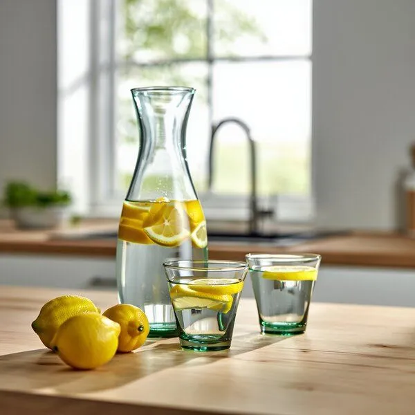 Good To Give Good To Give Wasserkaraffe aus recyceltem Glas mit 2 Trinkgläsern – Produktbild 2 von 4