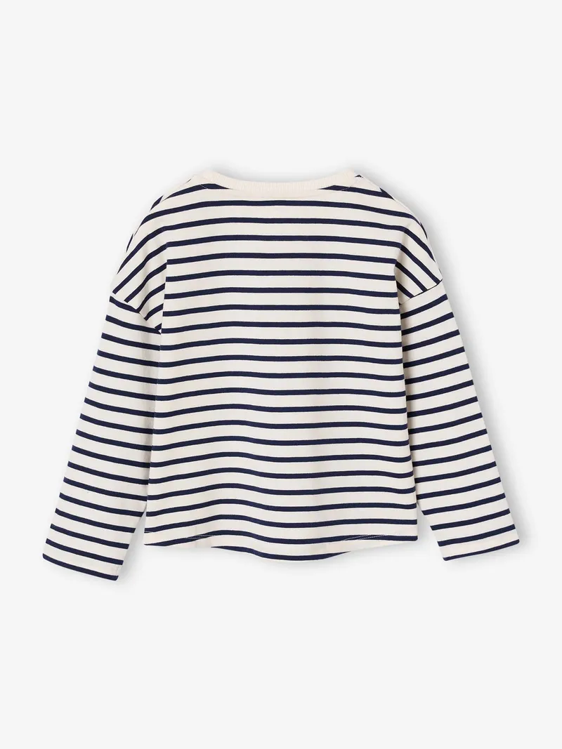Vertbaudet Ringelshirt mit Herzknöpfen Mädchen, Marine, – Produktbild 4 von 4