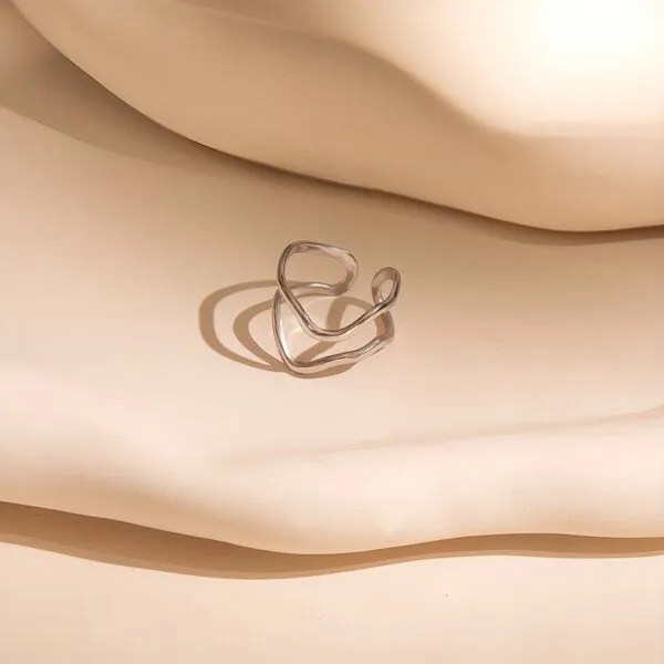 ELEKTROPULLI Größenverstellbarer Wave Double Ring von Elektropulli, Silber, – Produktbild 4 von 4