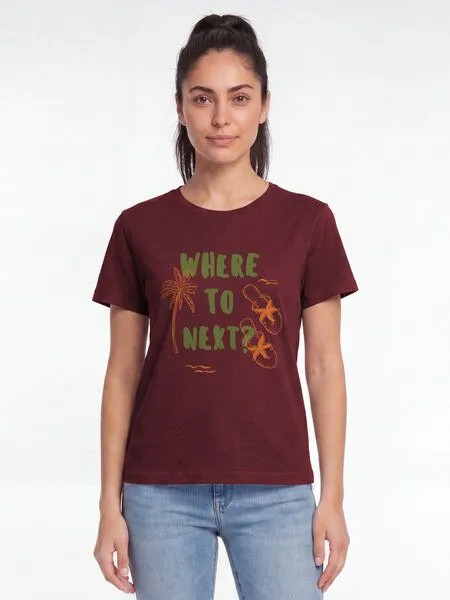 watapparel watapparel T-Shirt Frauen Where to next, Burgundy, – Produktbild 2 von 2