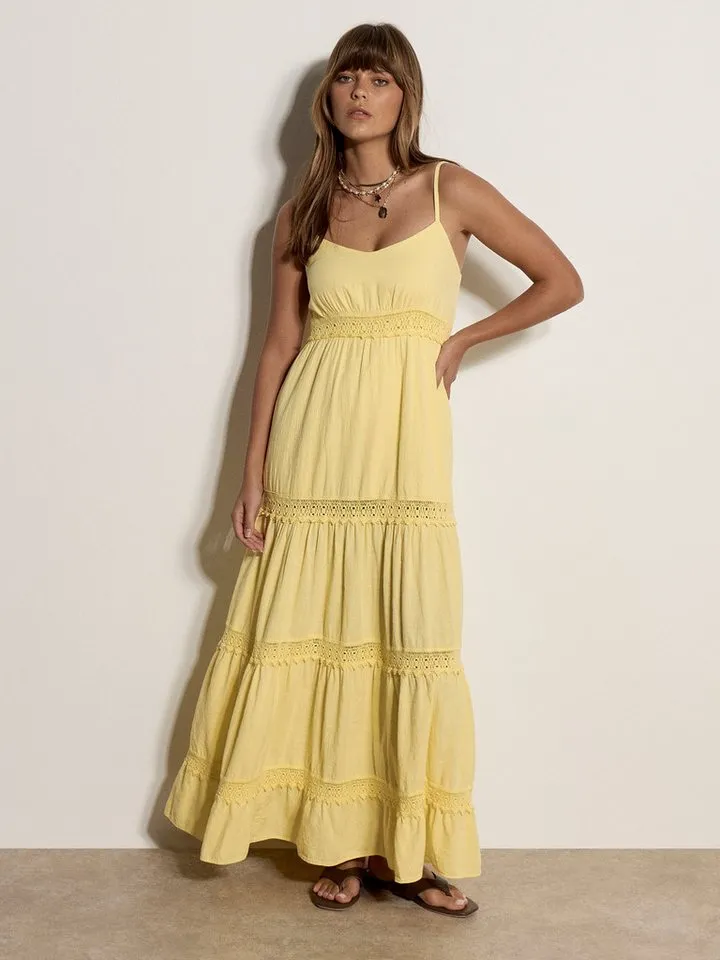 Apricot Apricot Spitzenkleid Maxikleid mit Häkelverzierung, Gelb, – Produktbild 4 von 4