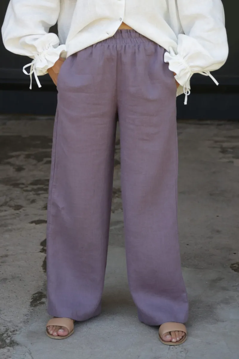 Amber Linen Amber Linen Damen vegan Hose Positano Lavendel Lila, Lila, – Produktbild 1 von 2