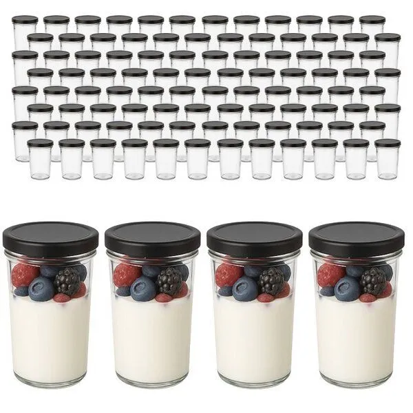 mikken mikken 100 Dessertgläser 150 ml Einmachgläser mit Schraubdeckel, Schwarz, – Produktbild 1 von 3