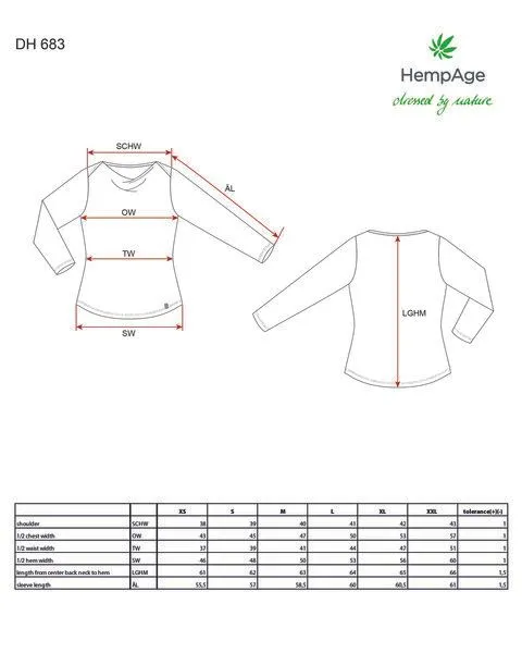 HempAge HempAge Langarmshirt mit Wasserfallkragen Hanf/Lyocell, Ruby (rot), – Produktbild 3 von 4