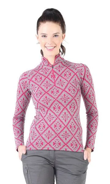 Woolona Woolona Langarmshirt - VENUS - 100% Merinowolle (Zip), Pink, – Produktbild 2 von 4