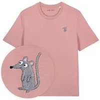 LIGARTI Besticktes T-Shirt – Murat die Maus – LIGARTI Tiermanufaktur, Altrosa, – Produktbild 1 von 1