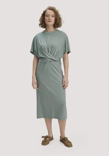 hessnatur hessnatur Jersey Kleid Midi Oversize aus reiner Bio-Baumwolle, Mattgrün, – Produktbild 1 von 4