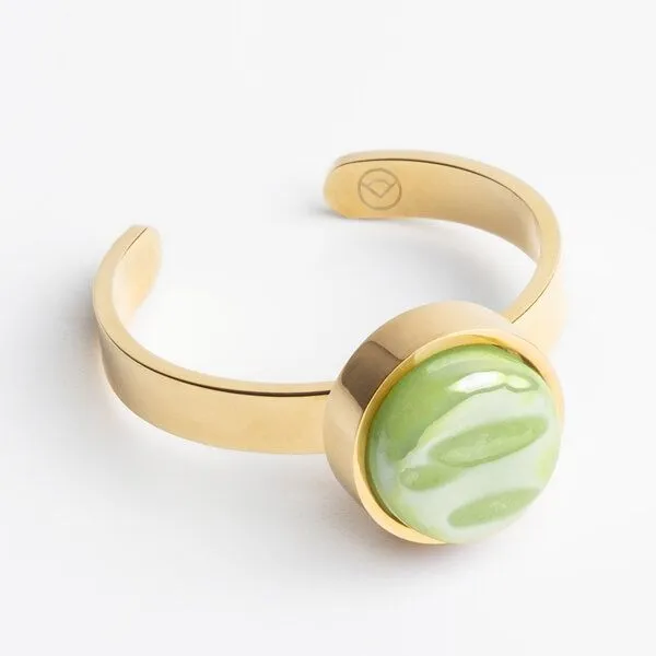 ALEXASCHA ALEXASCHA Größenverstellbarer Ring mit Stein | Goldring, Grey, – Produktbild 1 von 8