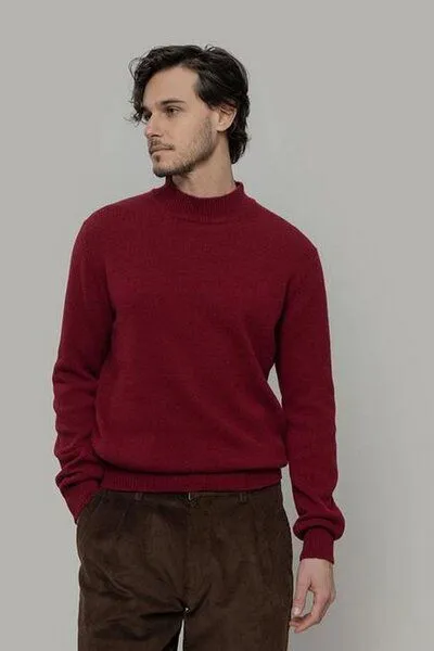 Rifò - Circular Fashion Made in Italy Rifò - Circular Fashion Made in Italy Stehkragenpullover aus recycteltem Kaschmir Modell: Clemente, Rot (red vinaccia), – Produktbild 5 von 5