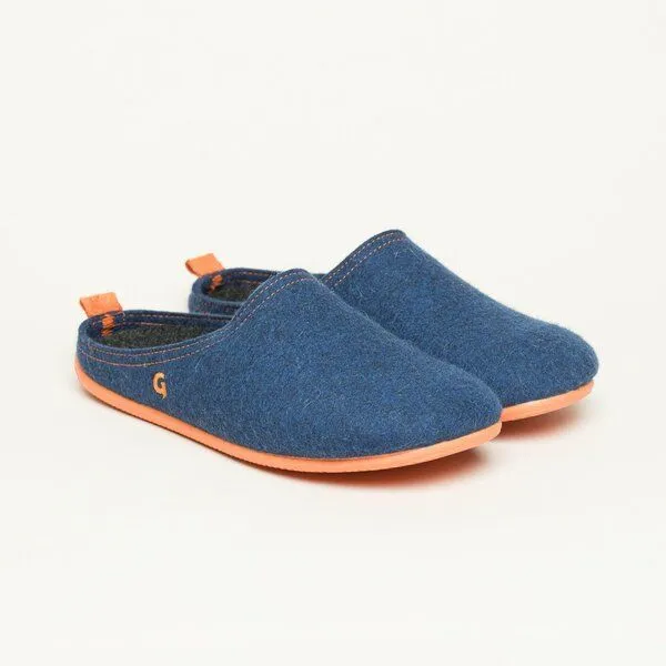 Gottstein Gottstein Filz-Hausschuh Wool Slide-in für Damen & Herren - Pantoffel aus 100% recycelter Schurwolle mit Gummisohle & Komfort-Einlagesohle, Dunkel-blau, – Produktbild 1 von 4