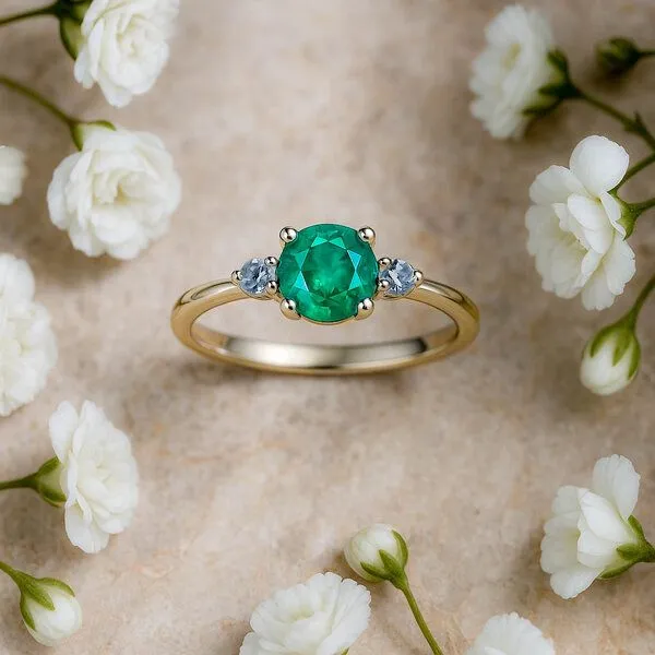 Spirit of Island Spirit of Island Gold Ring | Smaragd & Diamanten Paar, Grün, – Produktbild 2 von 4