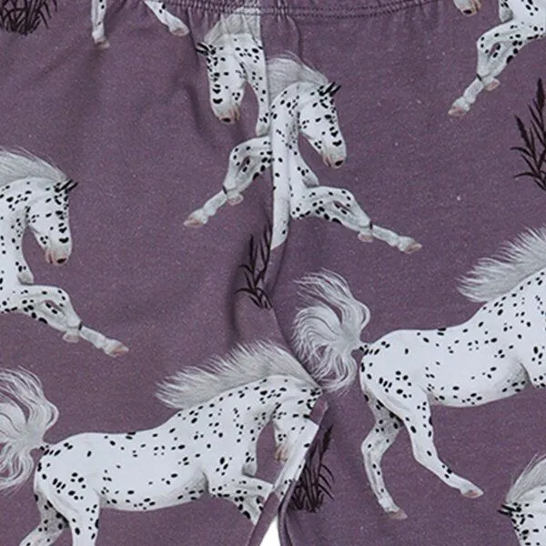Walkiddy Kinder Leggings Schimmel Bio-Baumwolle – GOTS-zertifizierte Walkiddy Stretch-Hose mit Pferde-Print, weich, bequem & ideal für Alltag und Kita, Lila, – Produktbild 2 von 2