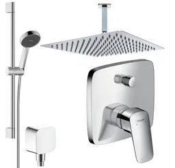 Hansgrohe und Jowi Duscharmatur Logis, Unterputz Duschsystem, Regendusche mit Deckenanschluss (Unterputz-Duschsystem, Set) Kopfbrause und Deckenanschluss aus Edelstahl – Produktbild 1 von 1