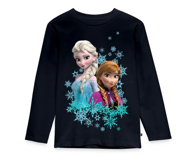 Spreadshirt T-Shirt Frozen Anna & Elsa Kinder Premium Langarmshirt (1-tlg) Normaler Schnitt für optimale Passform, Blau, – Produktbild 1 von 5