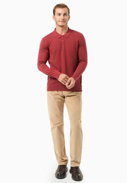 ORGANICATION ORGANICATION Polokragenpullover aus Bio-Baumwolle, Merlot, – Produktbild 2 von 4