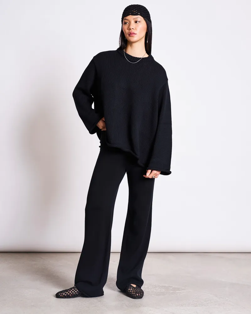 JAN N JUNE JAN 'N JUNE Damen vegan Strickhosen Ana Schwarz, Schwarz, – Produktbild 1 von 3