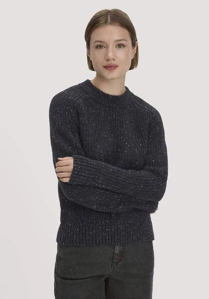 hessnatur hessnatur Strick Pullover Relaxed aus Bio-Baumwolle mit recycelter Wolle, Anthrazit, – Produktbild 1 von 4
