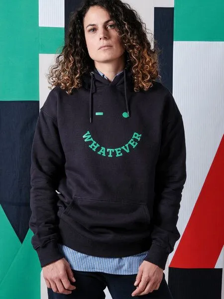 FANTASTIC REALITY STUDIOS Fantastic Reality Studios Whatever Boxy Fit Hoodie – Bio-Baumwolle, Unisex, Blau, – Produktbild 4 von 4