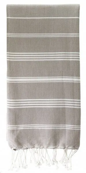 Karawan authentic Karawan authentic Fouta Hamamtuch aus reiner Bio-Baumwolle 200 × 100 cm (Stil HAMMAM), Taupe natural, – Produktbild 2 von 5