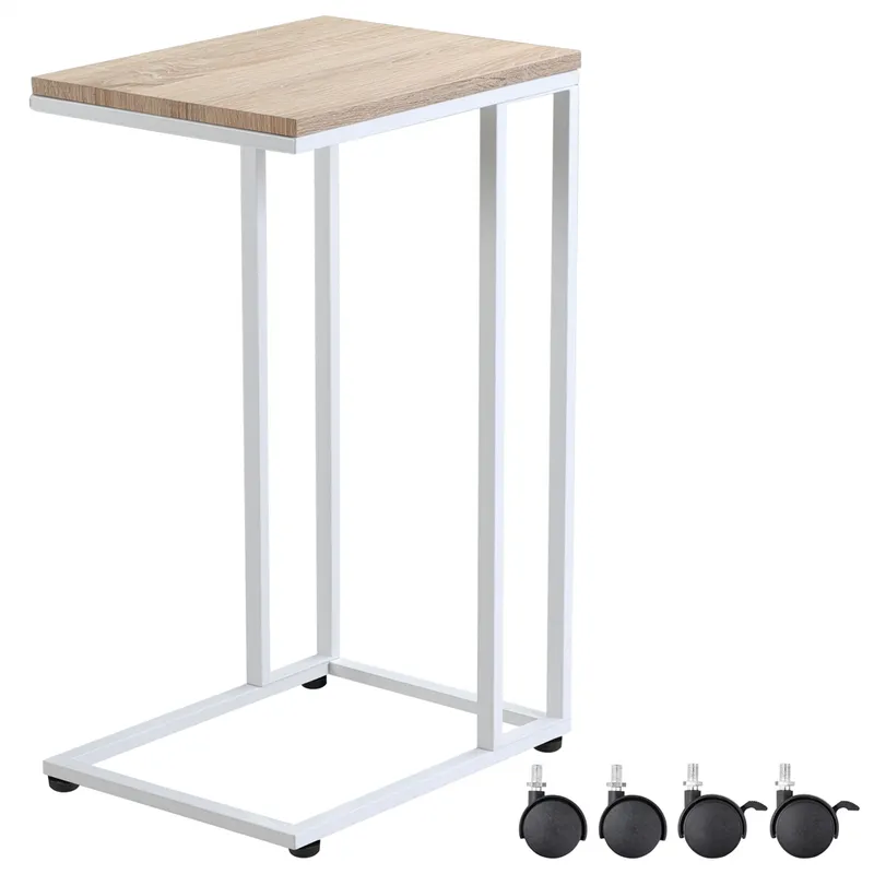 Casaria® Beistelltisch Weiß unterfahrbar 50x35x65/70cm mobil Rollen mit Bremse, Weiß, – Produktbild 2 von 2