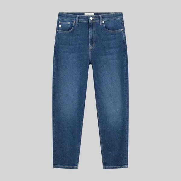 MUD Jeans MUD Jeans Mams Stretch Tapered Jeans aus Baumwolle / Tencel, Blau (stone indigo), – Produktbild 1 von 3
