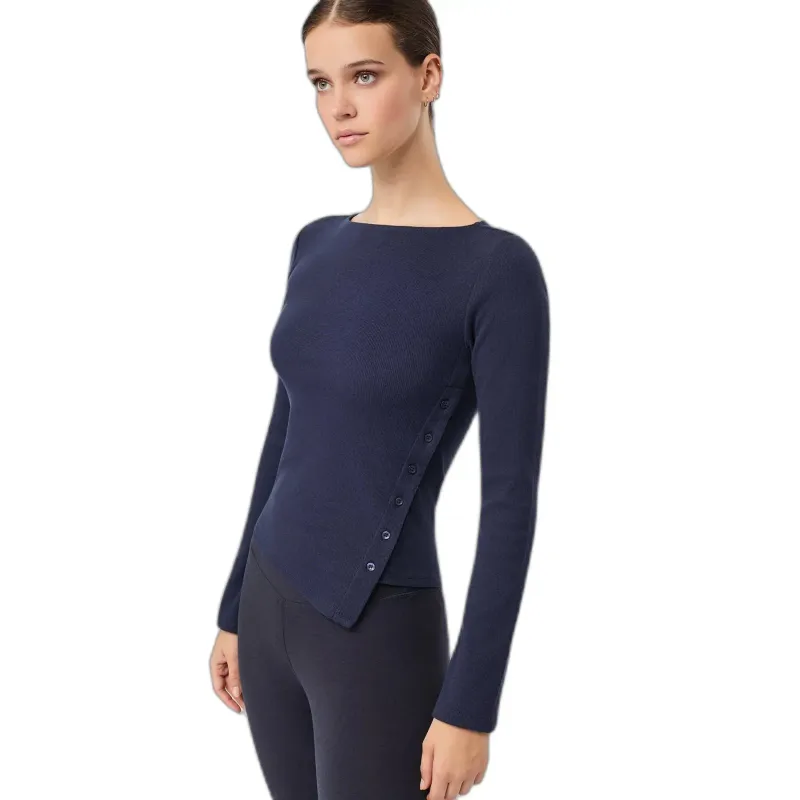 mandala Langarm-T-Shirt mit Knopf Damen Mandala, Bleu, – Produktbild 1 von 1