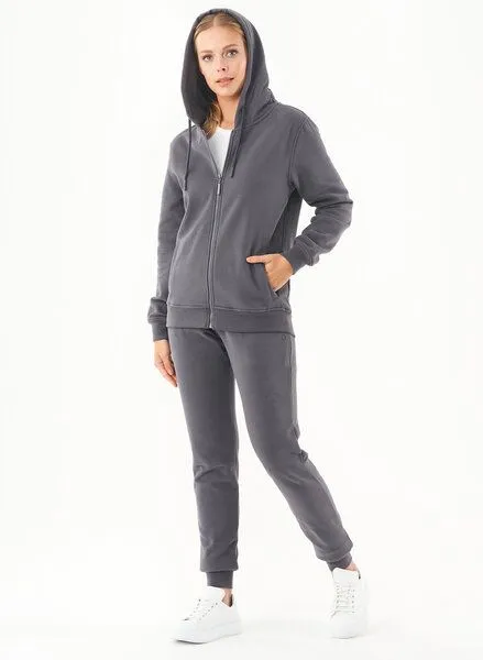 ORGANICATION ORGANICATION Soft Touch Zip-Hoodie aus Bio-Baumwolle, Grau(asphalt), – Produktbild 2 von 4