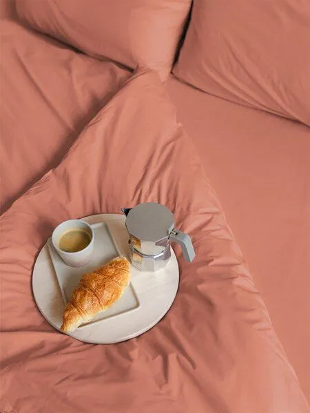 erlich textil erlich textil Cotton Select Spannbettlaken aus Bio-Baumwolle, made in Europe, Rostrot, – Produktbild 2 von 4